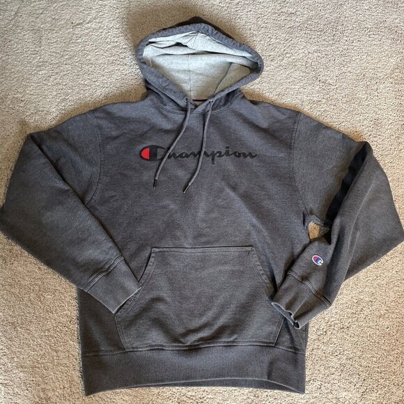 Champion Men's Powerblend Hoodie Sweatshirt Size M Fleece Graphic Logo Pullover - Picture 2 of 11